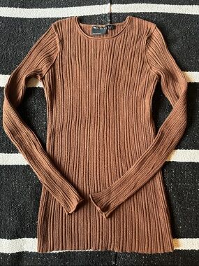 ASOS Brown Long Sleeve Ribbed Maternity Sweater